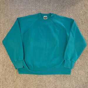 Vintage 90s Tultex Blank Teal Crewneck Sweatshirt Made in USA Adult XL